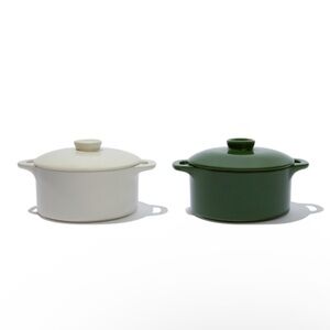 Brocc your Body Mini Round Ceramic Cocotte Set in green and cream - new in box